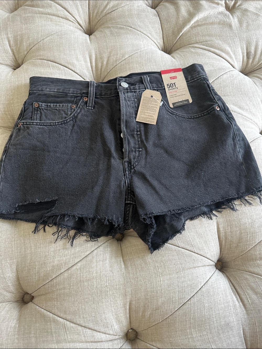 Levi's Black High-Rise Cutoff Jean Shorts